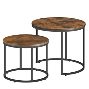 Stoliki kawowe OSKAR 53x45x53 cm i 35x43x43 cm rustykalno-czarne industrialne