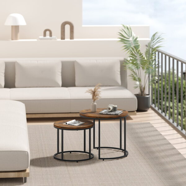 Stoliki kawowe OSKAR 53x45x53 cm i 35x43x43 cm rustykalno-czarne industrialne - obrazek 5
