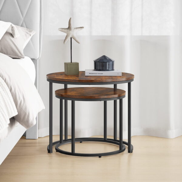 Stoliki kawowe OSKAR 53x45x53 cm i 35x43x43 cm rustykalno-czarne industrialne - obrazek 6