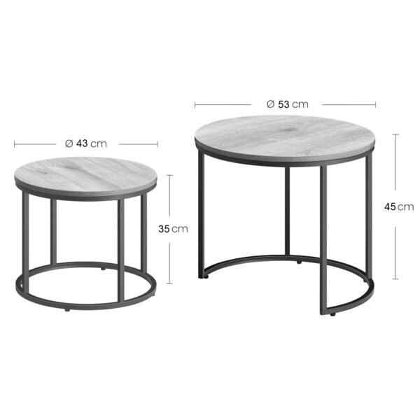 Stoliki kawowe OSKAR 53x45x53 cm i 35x43x43 cm rustykalno-czarne industrialne - obrazek 7