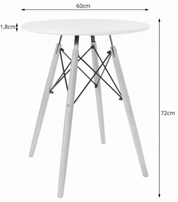 Zestaw stół okrągły TODI 60 cm biały + 2 krzesła MARK 81,5x48x57 cm czarne - obrazek 3