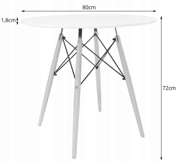 Zestaw stół okrągły TODI 80 cm biały + 4 krzesła OSAKA 81x46x54 cm niebieskie - obrazek 3