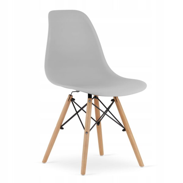 Zestaw stół okrągły TODI 80 cm biały + 3 krzesła OSAKA 81x46x54 cm szare - obrazek 4
