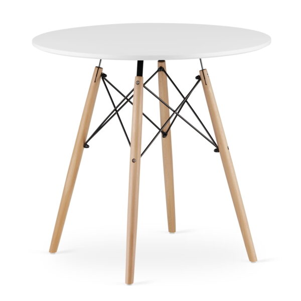 Zestaw stół okrągły TODI 80 cm biały + 3 krzesła OSAKA 81x46x54 cm szare - obrazek 10