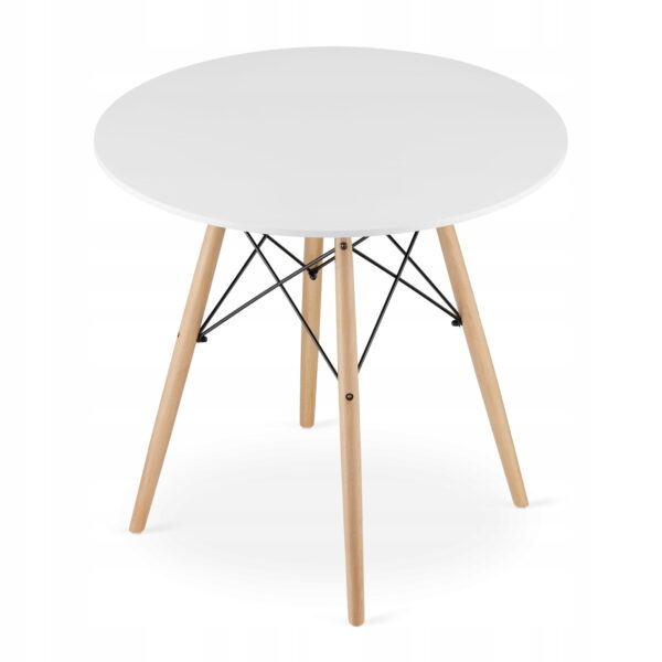 Zestaw stół okrągły TODI 80 cm biały + 3 krzesła OSAKA 81x46x54 cm szare - obrazek 11