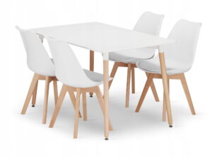 Zestaw stół prostokątny ADRIA 120x80x75 cm + 4 krzesła MARK 81,5x48x57 cm biały