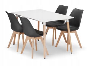 Zestaw stół prostokątny ADRIA 120x80 cm biały + 4 krzesła MARK 81,5x48x57 cm czarne