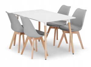 Zestaw stół prostokątny ADRIA 120x80 cm biały + 4 krzesła MARK 81,5x48x57 cm szare