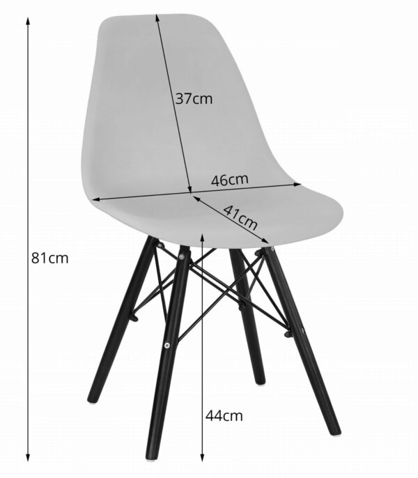 Zestaw stół okrągły TODI 80x75 cm jesion + 4 krzesła OSAKA czarne - obrazek 2