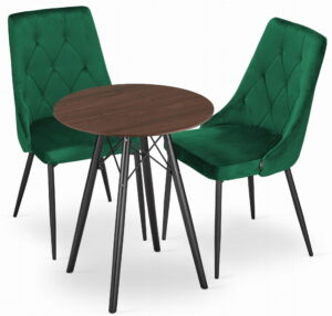 Zestaw stół okrągły TODI 60 cm jesion + 2 krzesła IMOLA 93,5x48,5x61 cm zielone
