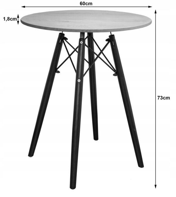 Zestaw stół okrągły TODI 60x73 cm jesion + 2 krzesła OSAKA 46x81 cm czarne - obrazek 3