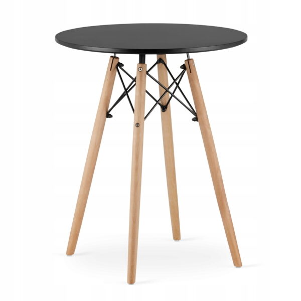 Zestaw stół okrągły TODI 60 cm + 2 krzesła NORI 84x48,5x54 cm czarny - obrazek 10