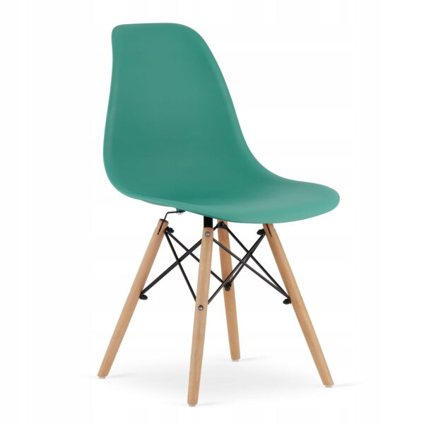 Zestaw stół okrągły TODI 80 cm biały + 4 krzesła OSAKA 81x46x54 cm zielone - obrazek 4