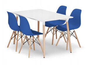 Zestaw stół prostokątny ADRIA 120x80x75 cm biały + krzesła OSAKA niebieskie
