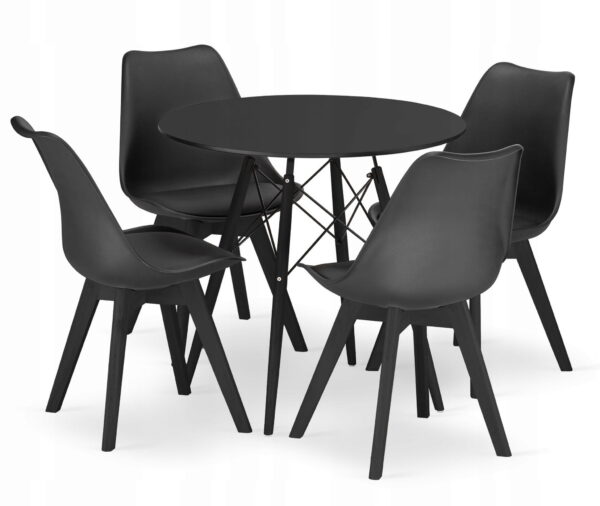 Zestaw stół okrągły TODI 80 cm + 4 krzesła MARK 82,5x49x55,5 cm czarny