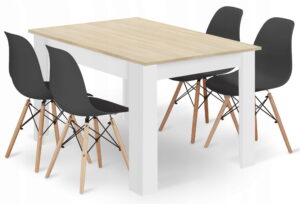 Zestaw stół OSKAR 120x80 cm dąb sonoma + 4 krzesła OSAKA 81x46x54 cm czarne
