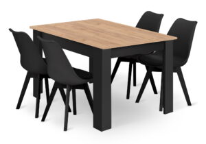 Zestaw stół i 4 krzesła OSKAR 120x80x75 cm craft/czarny