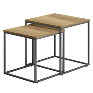 Stolik kawowy OSKAR industrialny 50,5x50x50 cm dąb czarny